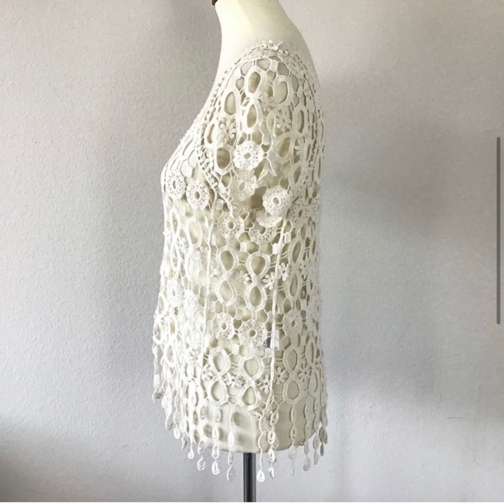 Crochet See trough Top Cream Size S - Picture 4 of 6